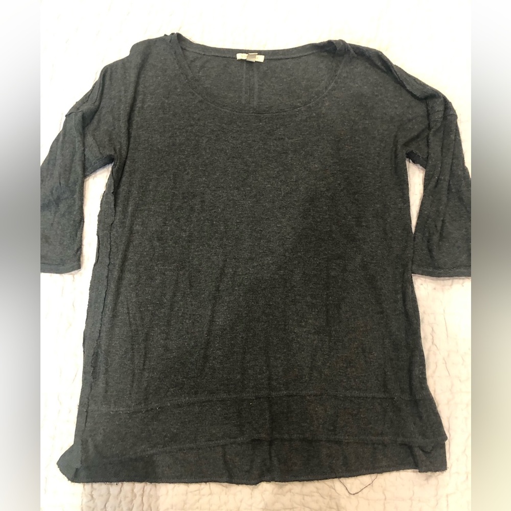 Bordeaux Raw Hemmed Dark Gray shirt - Size Small